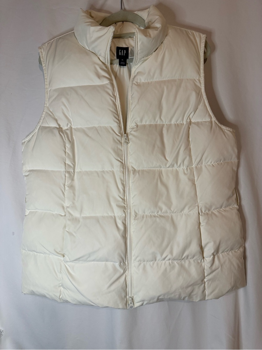 Vintage Y2K GAP Down Puffer Vest XL Ivory Cream Fall 2006 Zip Insulated
